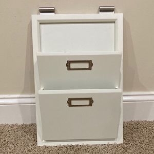 Pottery Barn Letter Bin (part of the daily organization system)